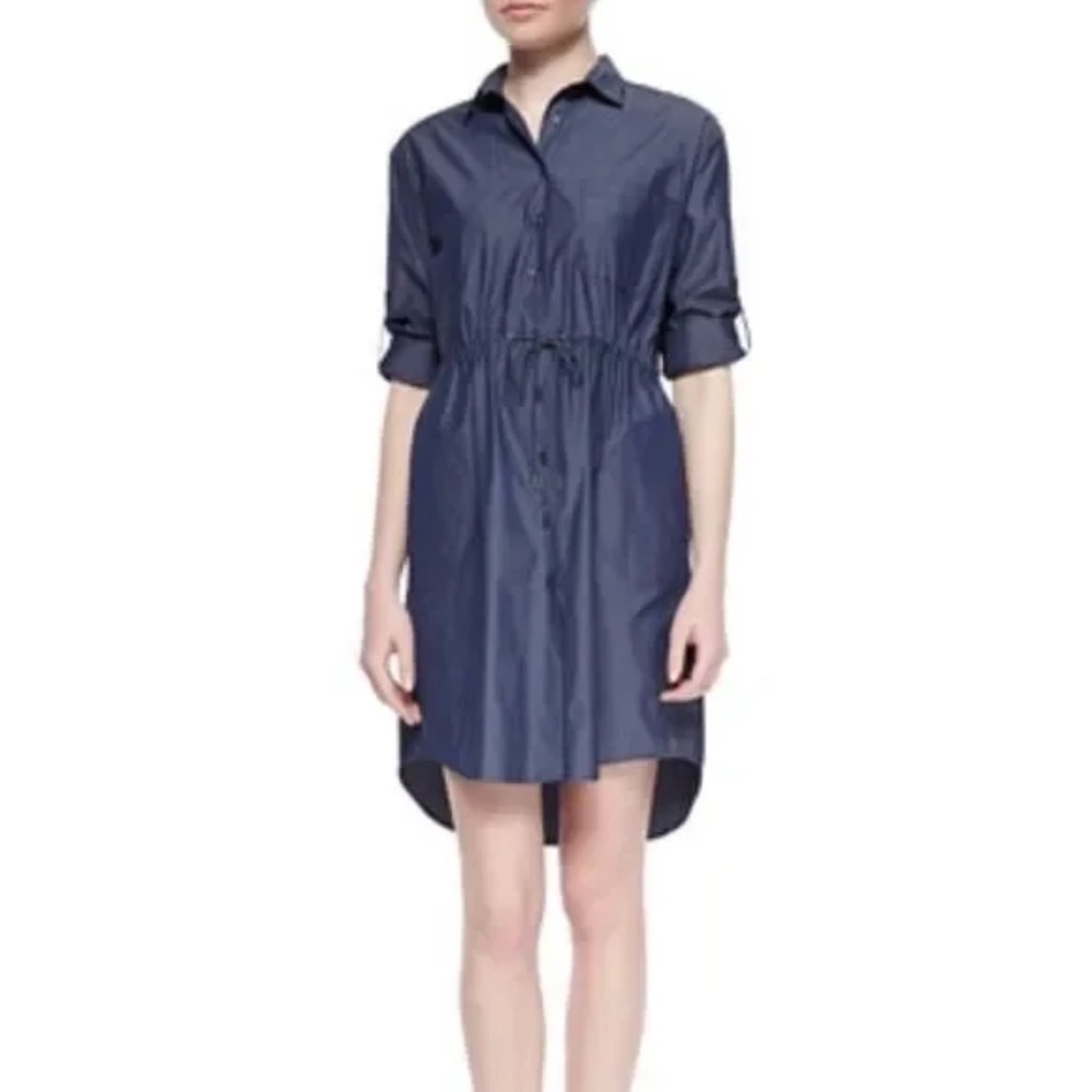ATM Anthony Thomas Melillo Parka Drawstring Chambray Shirtdress Blue Size Small